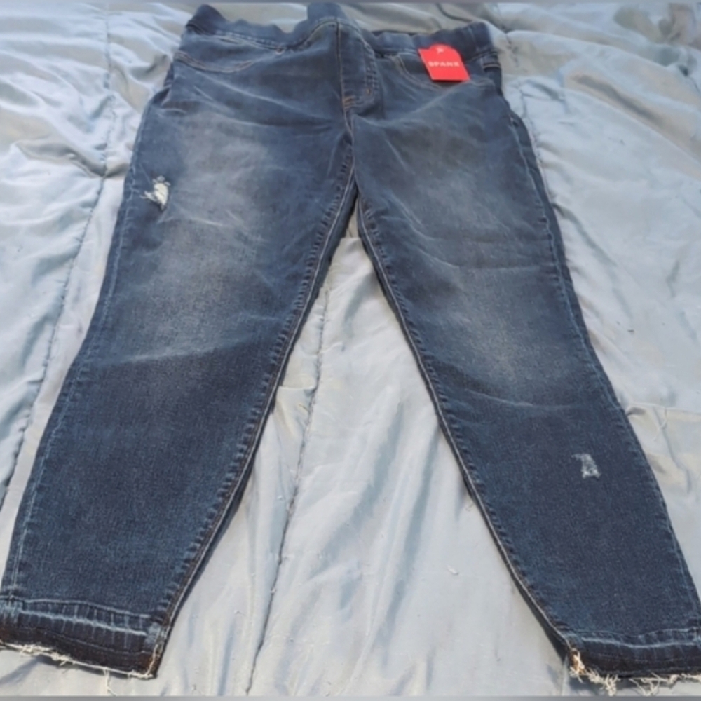 SPANX Men's Distressed Dark Blue Skinny Jeans